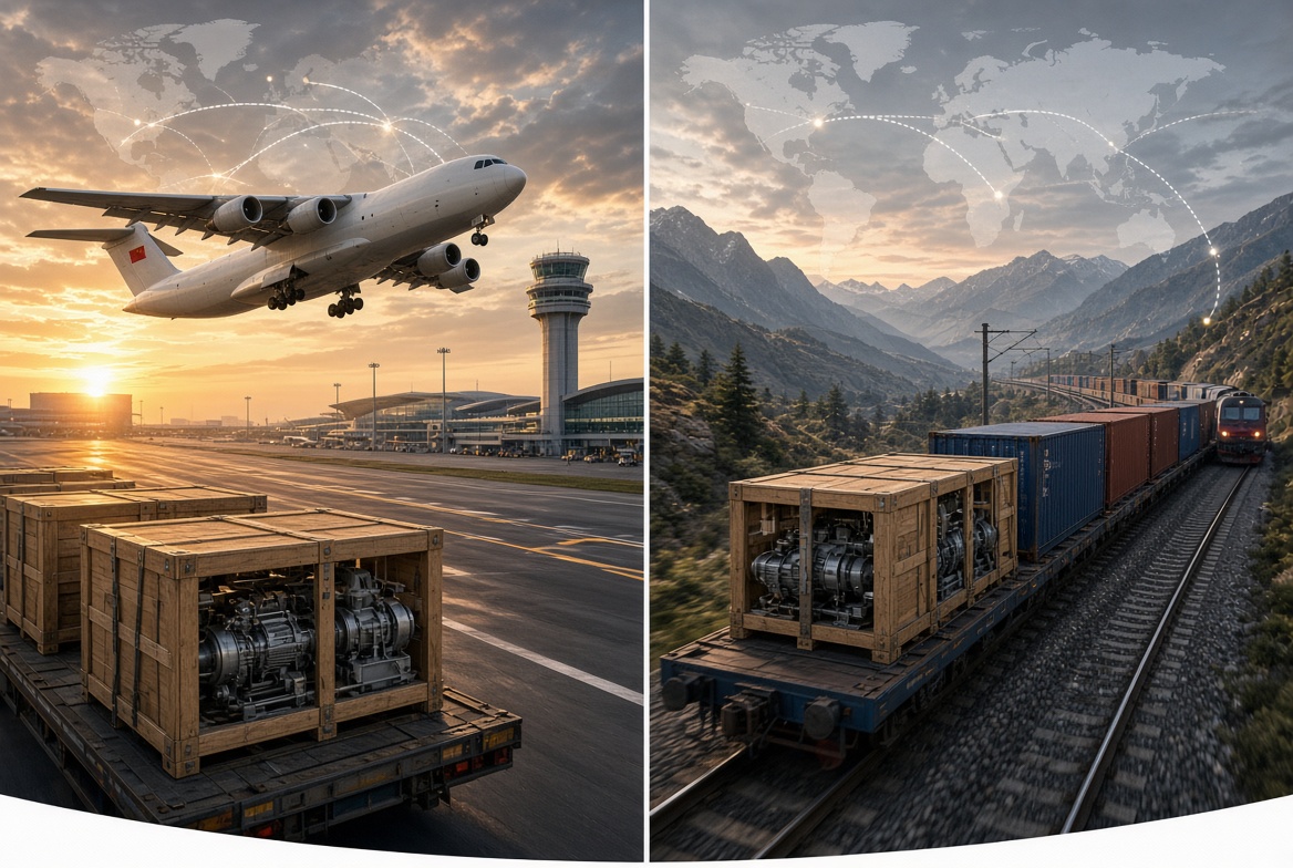Frete A&eacute;reo vs Frete Ferrovi&aacute;rio para Equipamentos Industriais Transfronteiri&ccedil;os